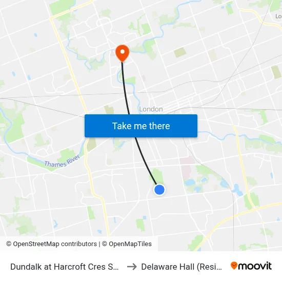 Dundalk at Harcroft Cres Sb - #575 to Delaware Hall (Residence) map