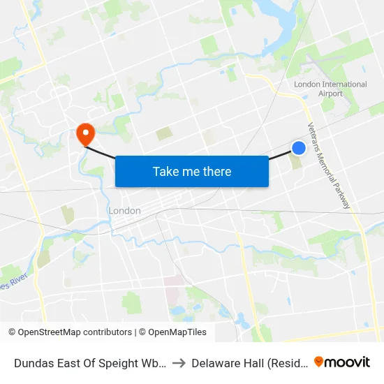 Dundas East Of Speight Wb - #606 to Delaware Hall (Residence) map