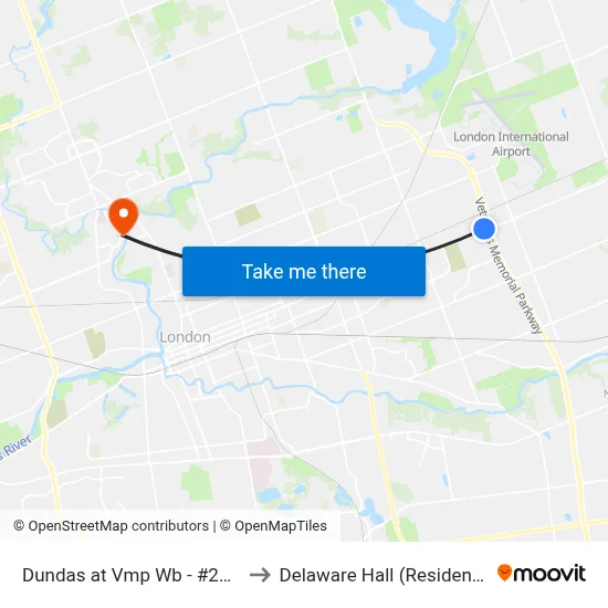 Dundas at Vmp Wb - #2315 to Delaware Hall (Residence) map