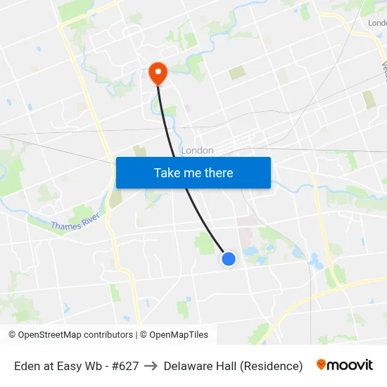 Eden at Easy Wb - #627 to Delaware Hall (Residence) map