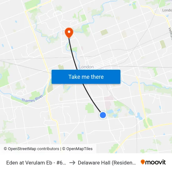 Eden at Verulam Eb - #629 to Delaware Hall (Residence) map