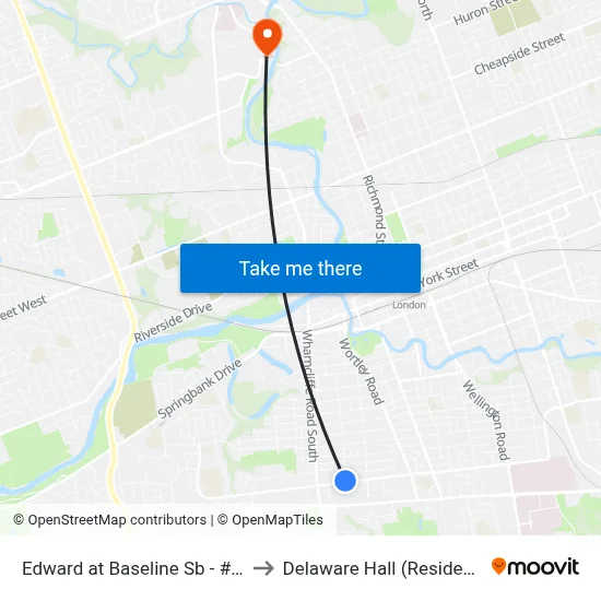 Edward at Baseline Sb - #630 to Delaware Hall (Residence) map