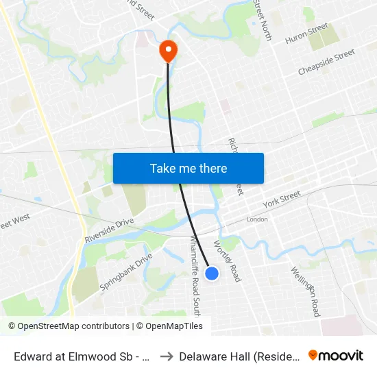 Edward at Elmwood Sb - #634 to Delaware Hall (Residence) map