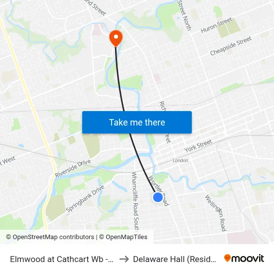 Elmwood at Cathcart Wb - #641 to Delaware Hall (Residence) map