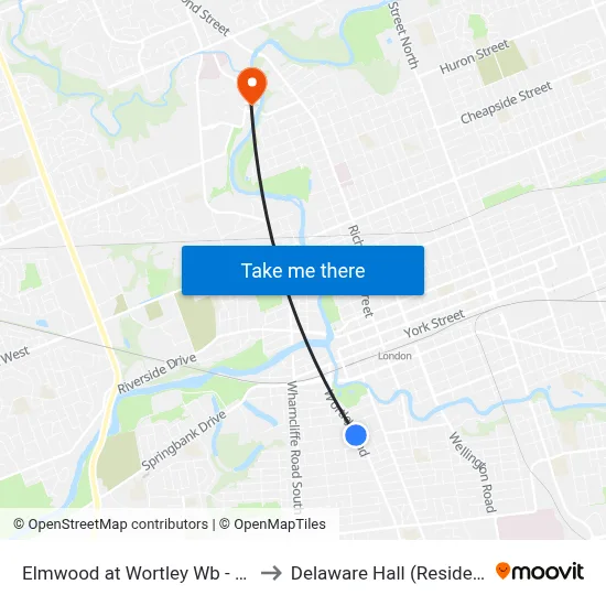 Elmwood at Wortley Wb - #643 to Delaware Hall (Residence) map
