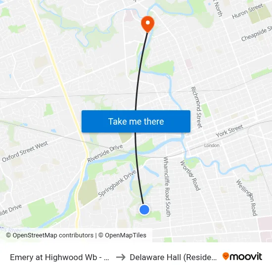 Emery at Highwood Wb - #645 to Delaware Hall (Residence) map