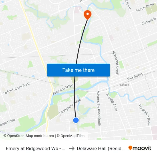 Emery at Ridgewood Wb - #2220 to Delaware Hall (Residence) map