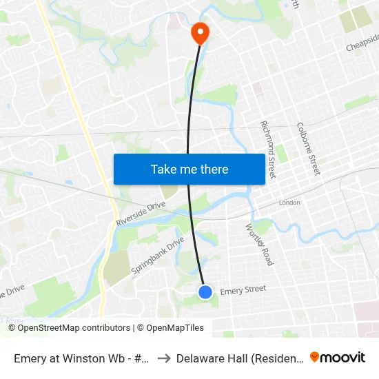 Emery at Winston Wb - #650 to Delaware Hall (Residence) map
