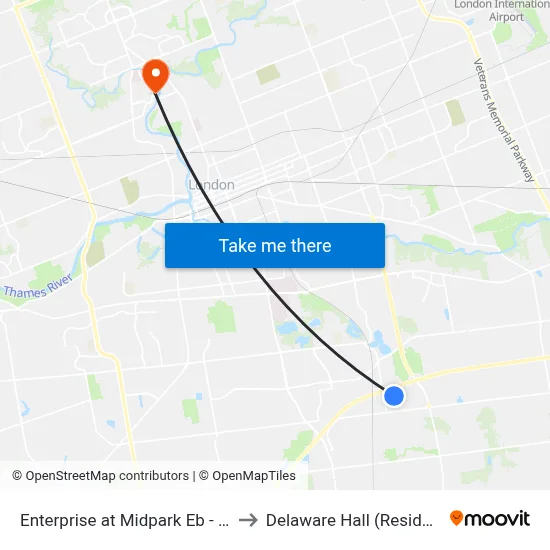 Enterprise at Midpark Eb - #652 to Delaware Hall (Residence) map