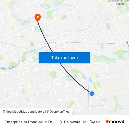 Enterprise at Pond Mills Eb - #653 to Delaware Hall (Residence) map