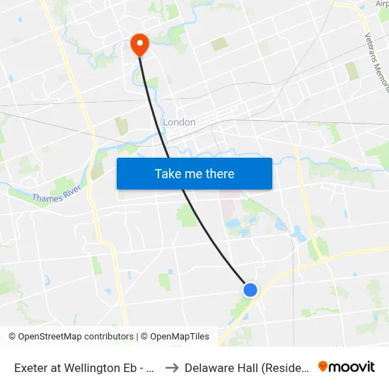 Exeter at Wellington Eb - #672 to Delaware Hall (Residence) map