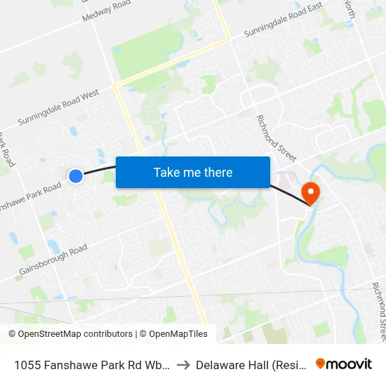1055 Fanshawe Park Rd Wb - #2754 to Delaware Hall (Residence) map