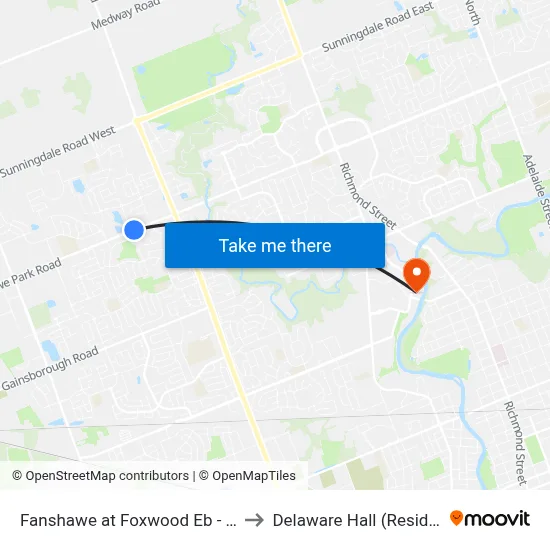 Fanshawe at Foxwood Eb - #2755 to Delaware Hall (Residence) map