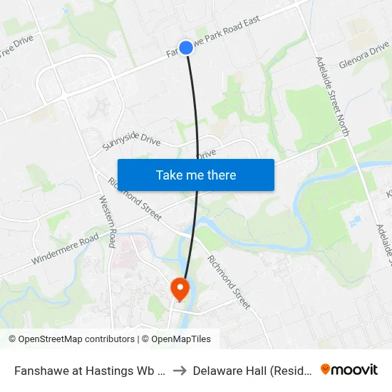 Fanshawe at Hastings Wb - #696 to Delaware Hall (Residence) map