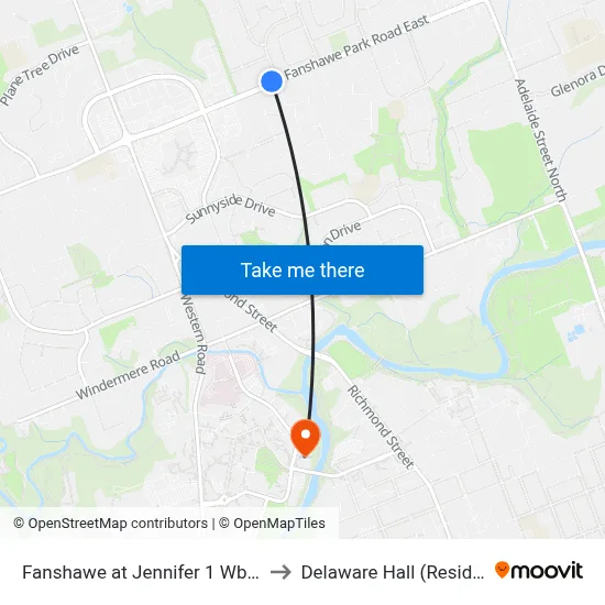 Fanshawe at Jennifer 1 Wb - #699 to Delaware Hall (Residence) map