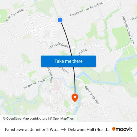 Fanshawe at Jennifer 2 Wb - #700 to Delaware Hall (Residence) map