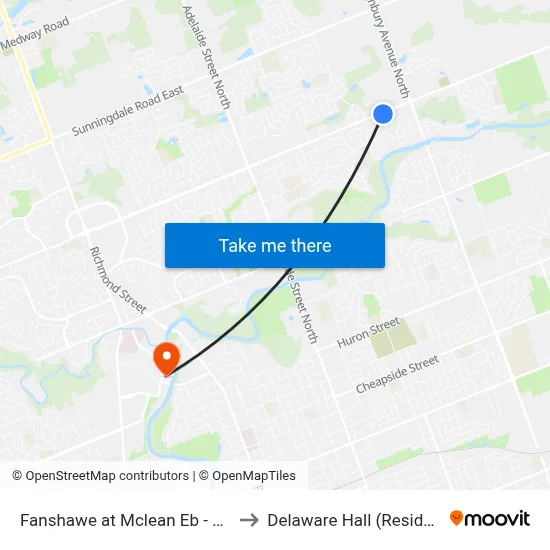 Fanshawe at Mclean Eb - #2732 to Delaware Hall (Residence) map