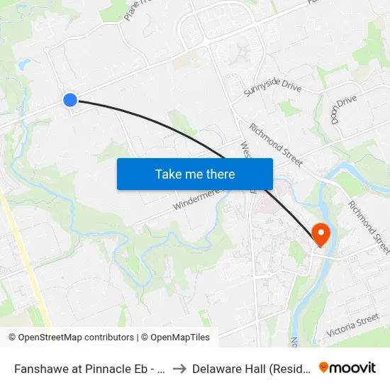 Fanshawe at Pinnacle Eb - #2514 to Delaware Hall (Residence) map