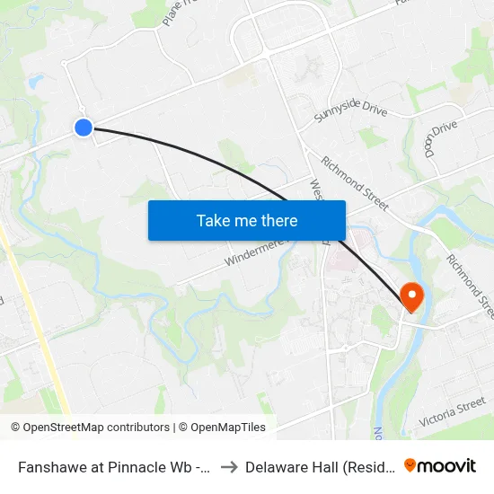 Fanshawe at Pinnacle Wb - #2515 to Delaware Hall (Residence) map