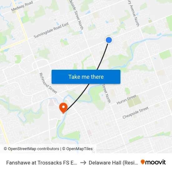 Fanshawe at Trossacks FS Eb - #2833 to Delaware Hall (Residence) map
