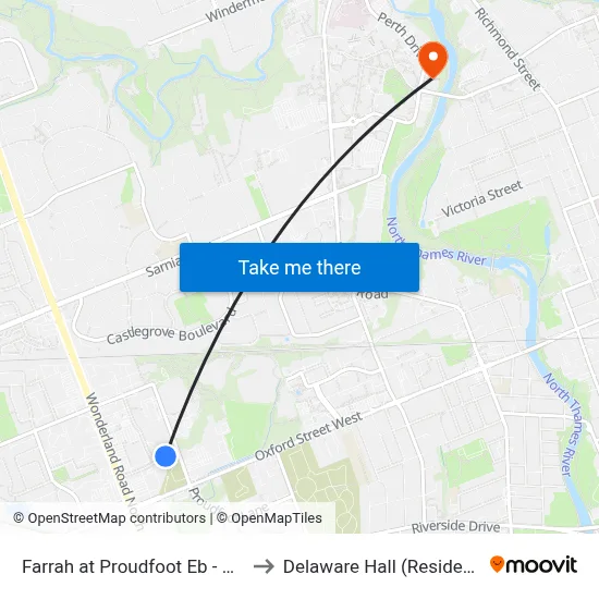 Farrah at Proudfoot Eb - #717 to Delaware Hall (Residence) map