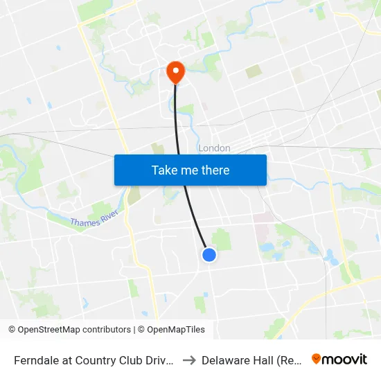 Ferndale at Country Club Drive Wb - #721 to Delaware Hall (Residence) map