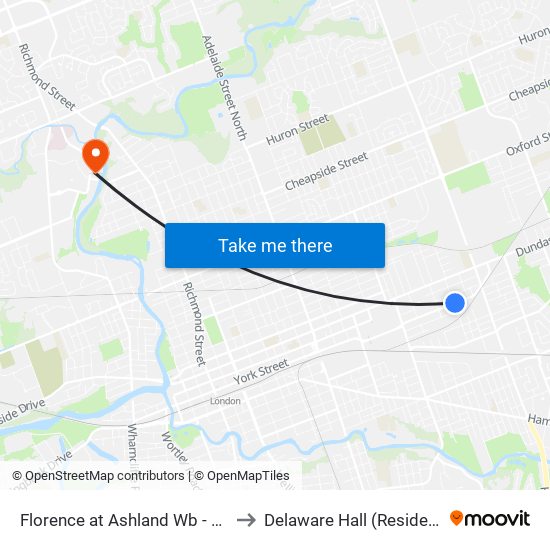 Florence at Ashland Wb - #734 to Delaware Hall (Residence) map