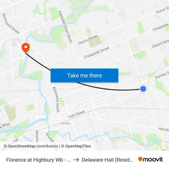 Florence at Highbury Wb - #743 to Delaware Hall (Residence) map