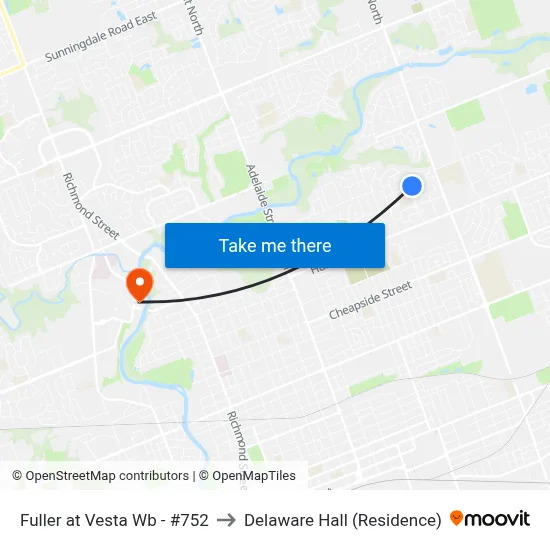 Fuller at Vesta Wb - #752 to Delaware Hall (Residence) map