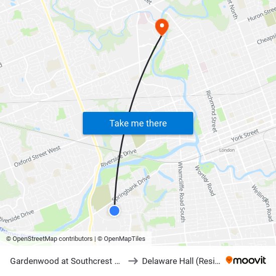 Gardenwood at Southcrest Sb - #766 to Delaware Hall (Residence) map