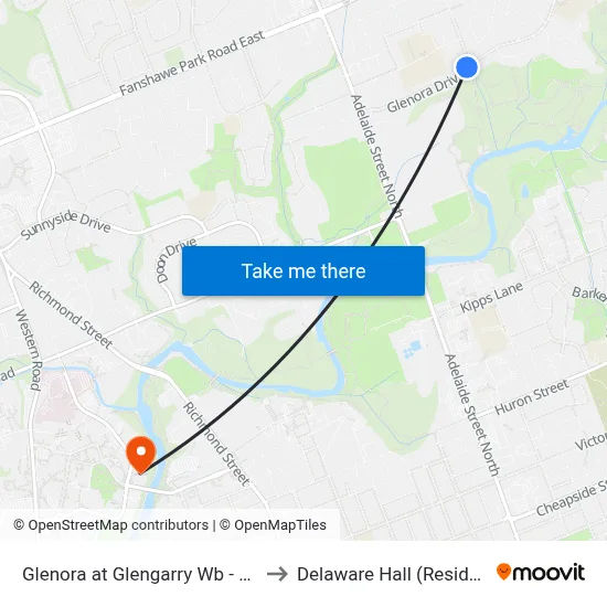Glenora at Glengarry Wb - #2472 to Delaware Hall (Residence) map