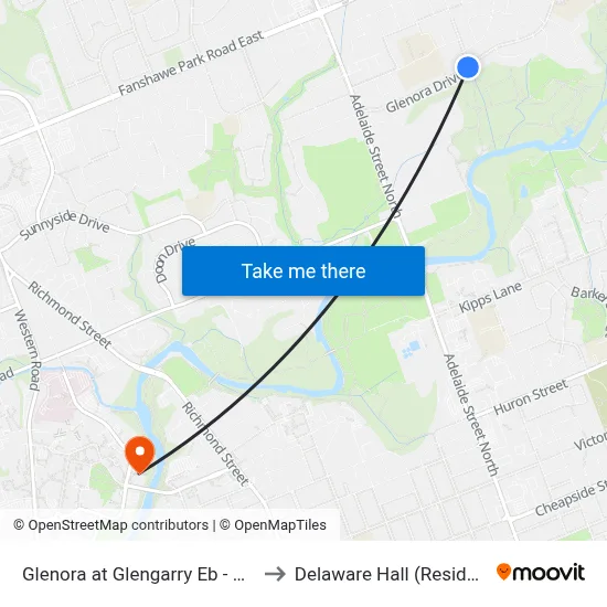 Glenora at Glengarry Eb - #2840 to Delaware Hall (Residence) map