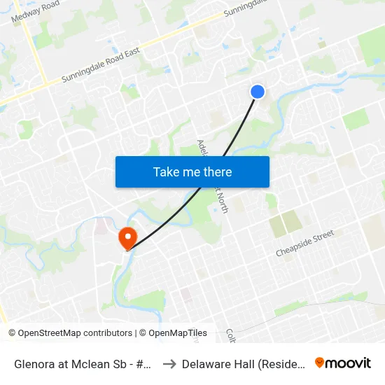 Glenora at Mclean Sb - #2842 to Delaware Hall (Residence) map