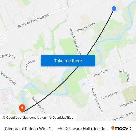 Glenora at Rideau Wb - #2475 to Delaware Hall (Residence) map