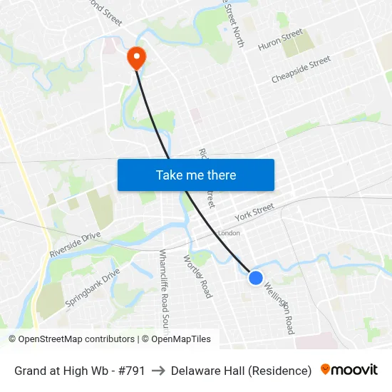 Grand at High Wb - #791 to Delaware Hall (Residence) map