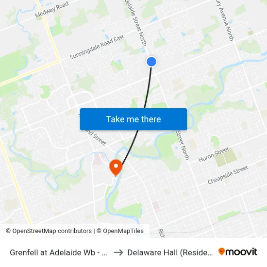 Grenfell at Adelaide Wb - #800 to Delaware Hall (Residence) map