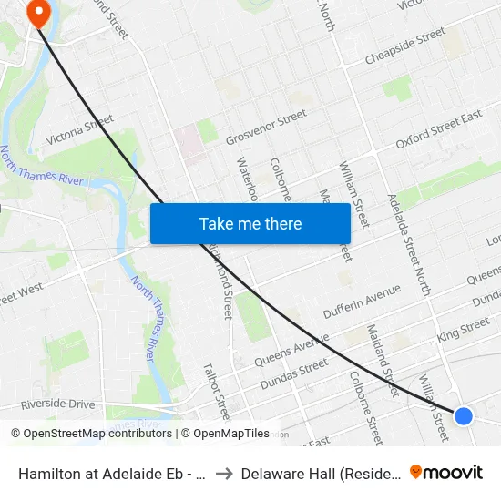 Hamilton at Adelaide Eb - #845 to Delaware Hall (Residence) map