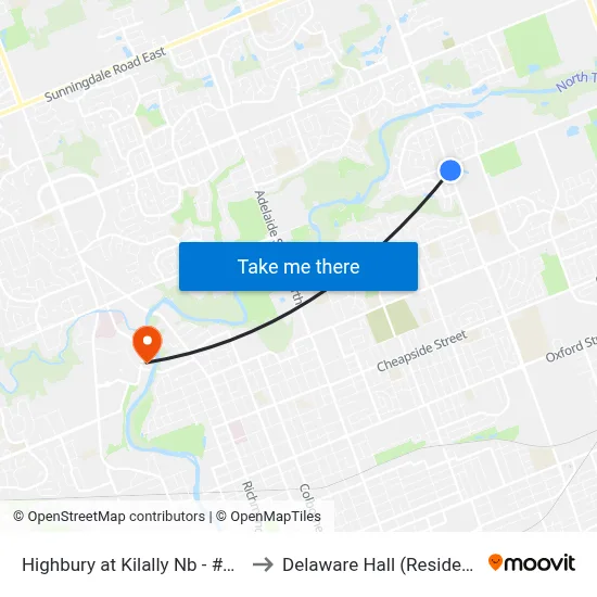 Highbury at Kilally Nb - #2234 to Delaware Hall (Residence) map