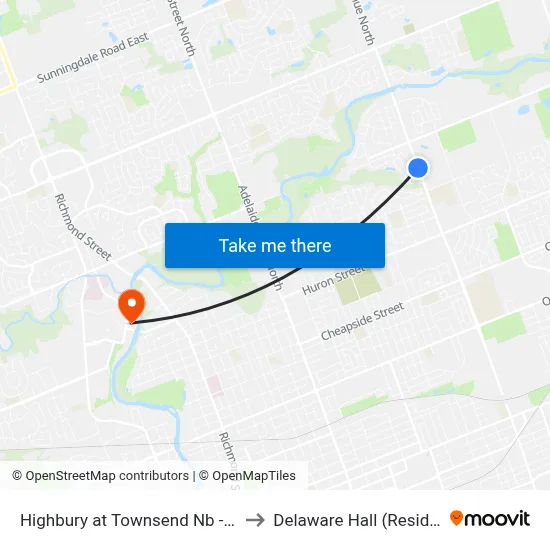 Highbury at Townsend Nb - #2712 to Delaware Hall (Residence) map