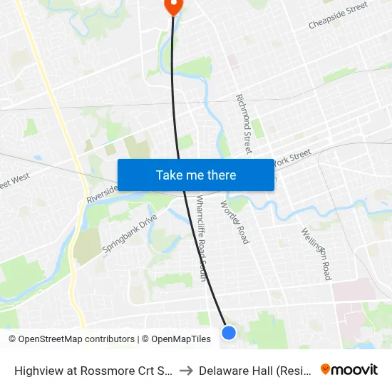 Highview at Rossmore Crt Sb - #946 to Delaware Hall (Residence) map