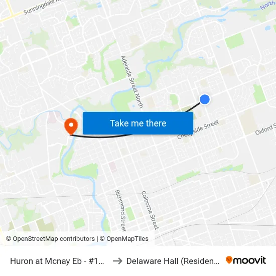 Huron at Mcnay Eb - #1011 to Delaware Hall (Residence) map