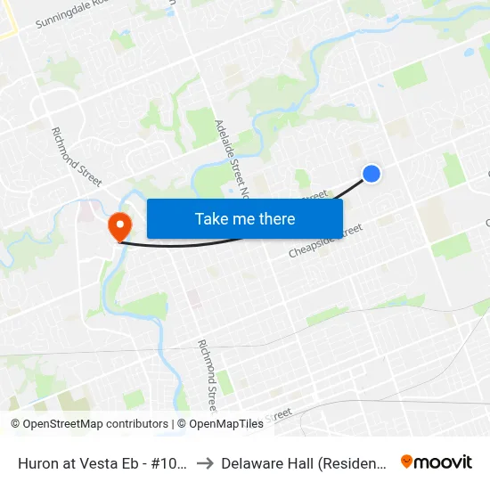 Huron at Vesta Eb - #1017 to Delaware Hall (Residence) map