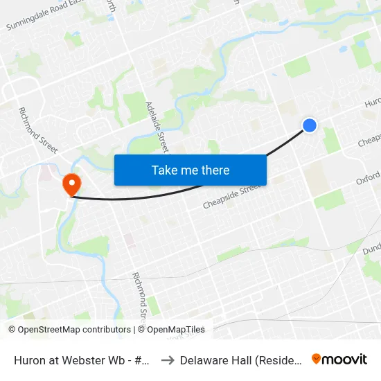 Huron at Webster Wb - #1022 to Delaware Hall (Residence) map