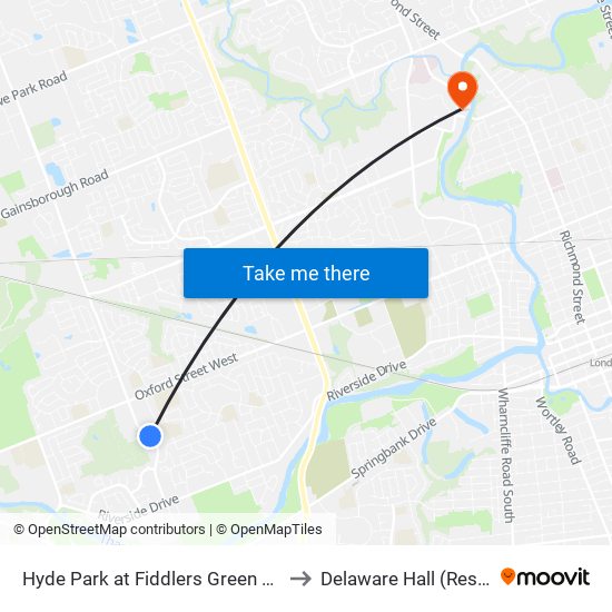 Hyde Park at Fiddlers Green Sb - #1027 to Delaware Hall (Residence) map