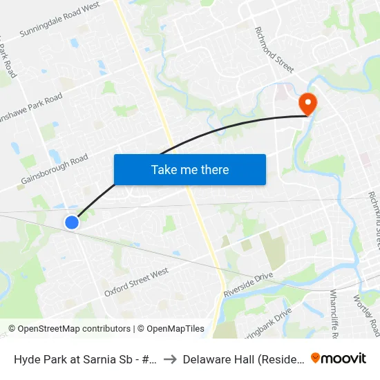 Hyde Park at Sarnia Sb - #2494 to Delaware Hall (Residence) map