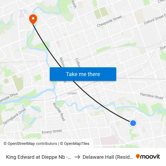 King Edward at Dieppe Nb - #2333 to Delaware Hall (Residence) map