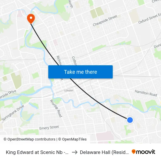 King Edward at Scenic Nb - #1087 to Delaware Hall (Residence) map