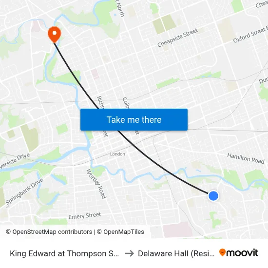 King Edward at Thompson Sb - #1089 to Delaware Hall (Residence) map