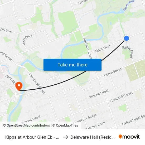 Kipps at Arbour Glen Eb - #1094 to Delaware Hall (Residence) map