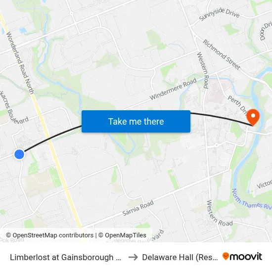 Limberlost at Gainsborough Nb - #1124 to Delaware Hall (Residence) map